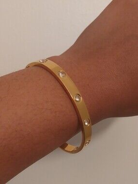 Gold-plated Crystal Accent Bangle Bracelet